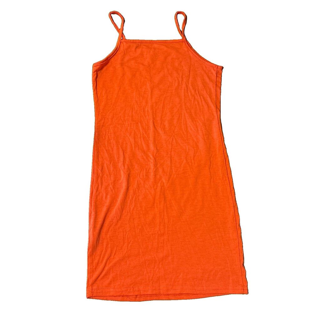 Girls Unbranded Orange Spaghetti Strap Square Neck Knit Size 9Y